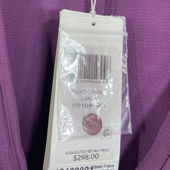 Eileen Fisher Curan black crepe drawstring waist button down dress S-M - Picture 8 of 8